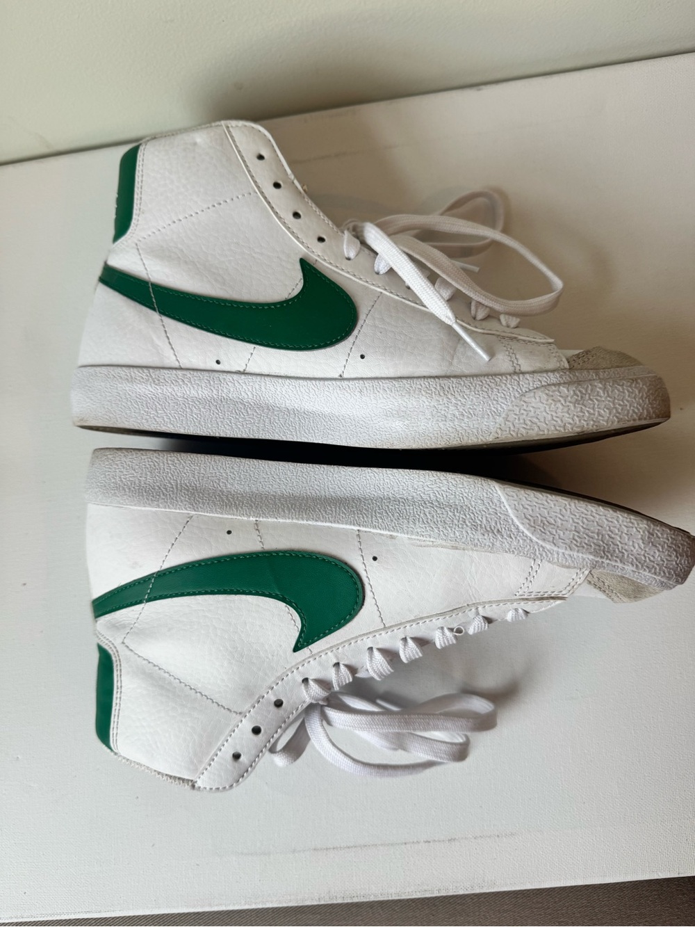 Labor Weekend Sale! Nike Blazer Mid 77 White High-Top Sneakers with Green Swoosh